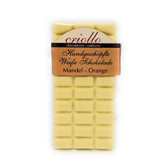 Handgeschöpfte Weiße Schokolade Mandel-Orange ca.100g